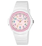 Casio Serie LX-800H | Inspirado en Pop | Indicador de Fecha | Números Multicolor | Reloj analógico | Blanco | Rosa
