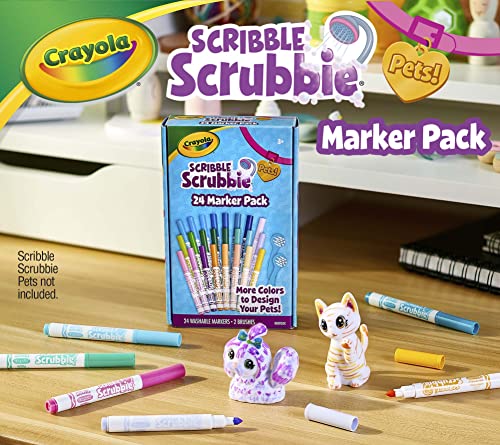 Image of Crayola Scribble Scrubie Pets Marker Refill Kit, 24 Washable Markers (Pets Sold Separately), Stocking Fillers, Kids Gifts