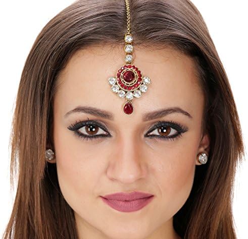 Kauberi Jewels Maang Tikka (Red)