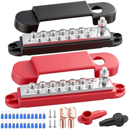 Bus Bar 12V 150A 1/4" Stud Pure Copper Power Distribution Block