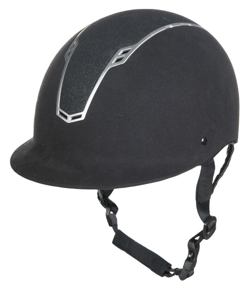Casco de equitación HKM negro y plateado para jinetes 5