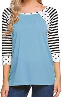 Zeagoo Womans Lightweight Comfy Tops 3 4 Sleeve Polka Dots Plus Size T-Shirt