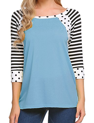 Zeagoo Womans Lightweight Comfy Tops 3 4 Sleeve Polka Dots Plus Size T-Shirt