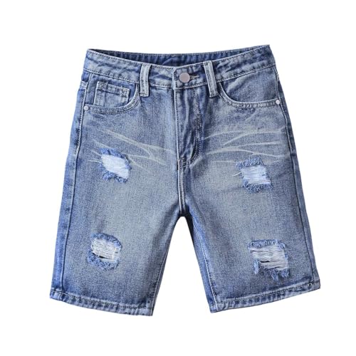 Short pour garçon confortable en denim vieilli fini la taille qui serre