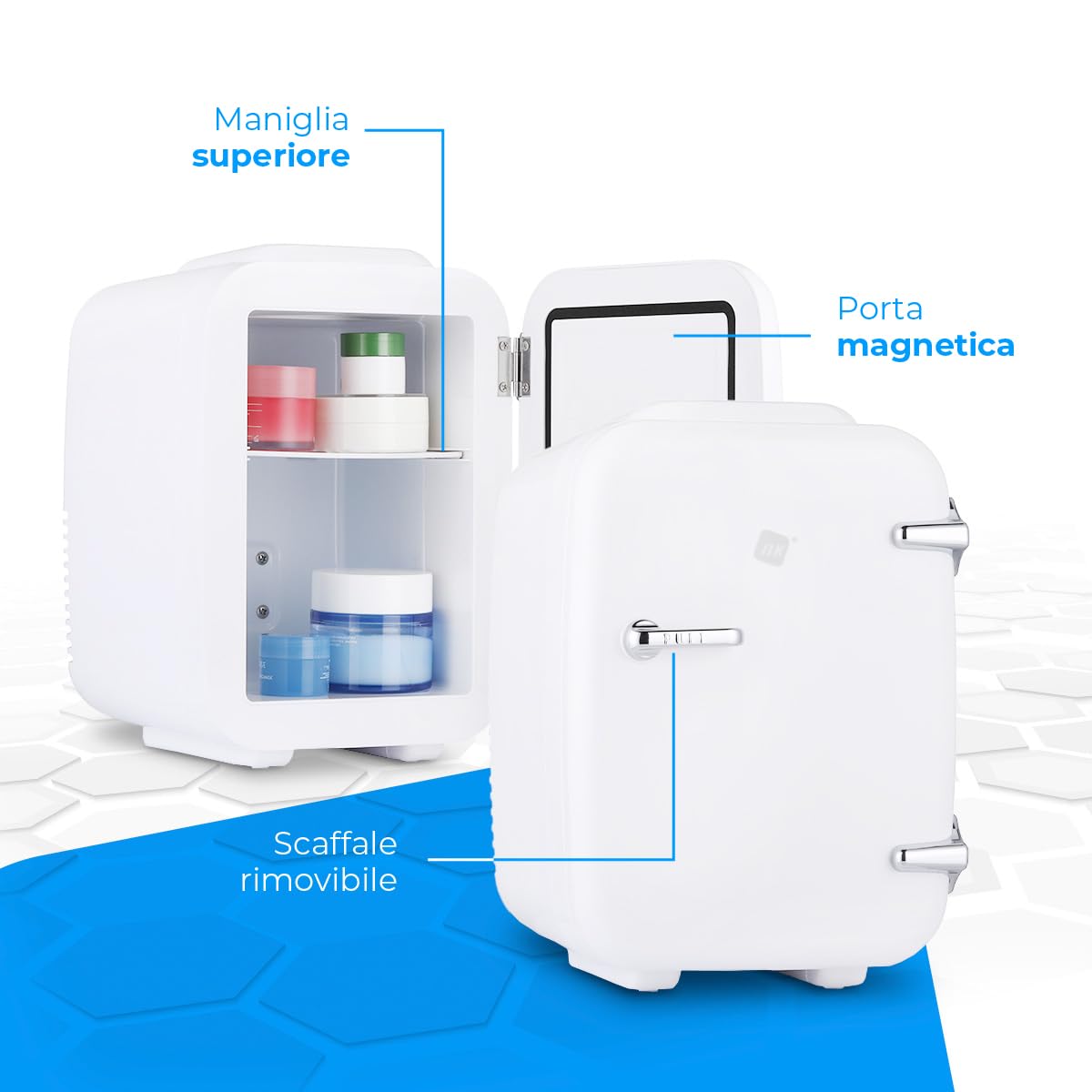 NK Mini frigorifero portatile, 4 litri di capacità, funzionamento 12 V-220 V, funzione raffreddamento e riscaldamento, per cosmetici e bibite