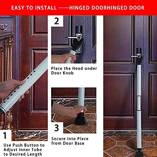 HoneSecur 2 Pack 2-in-1 Door Security Bar & Sliding Patio 28″ Door Stopper Security Jammer Bar Child Proof Adjustable Constructed of High Grade Iron Window Doors Security Bars, White