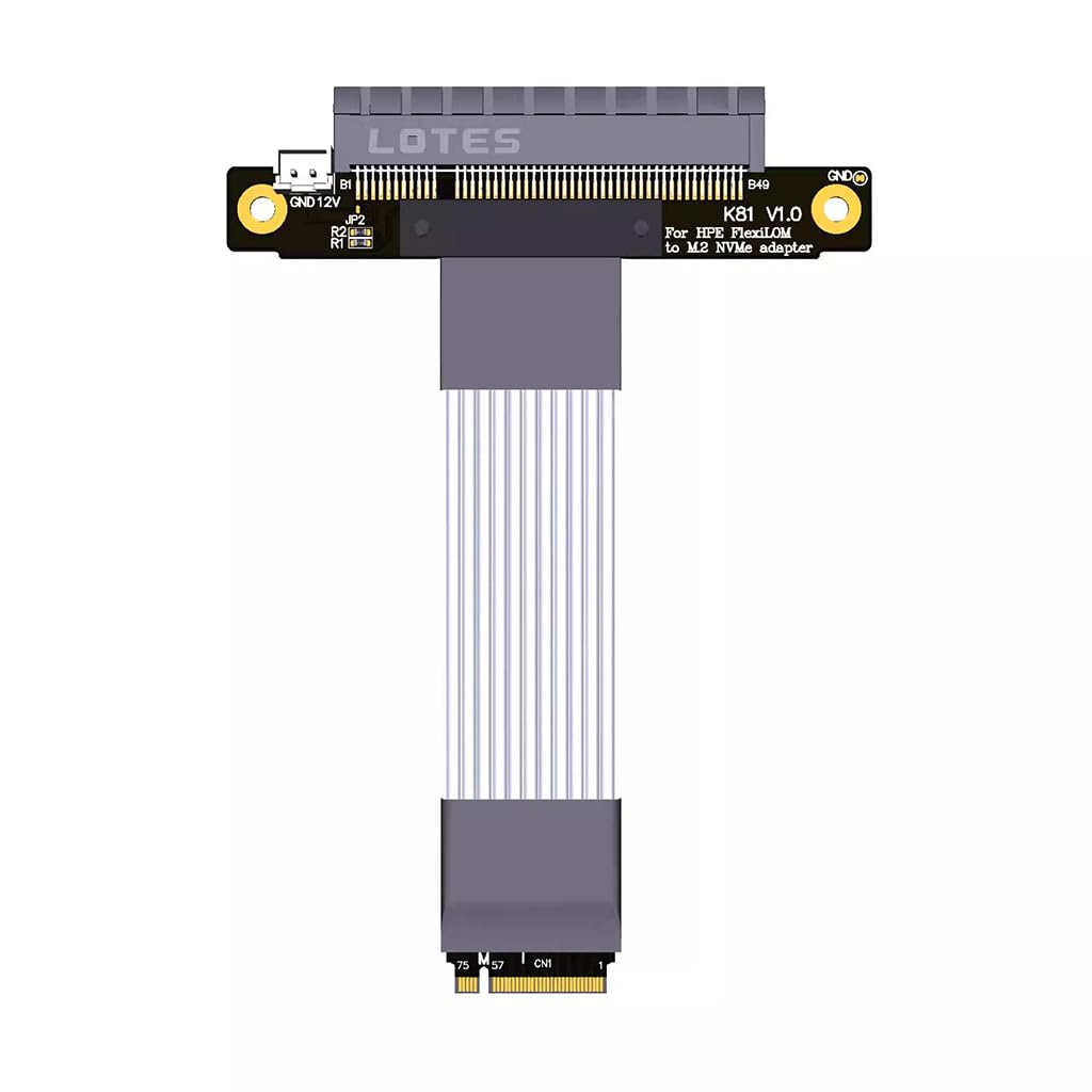 JMT HPE FlexibleLOM FLR Network Card to M.2 NVMe-Compatible/PCIEx4 Riser Extension Cable Compatible with HP FLR (15CM,K48S1)