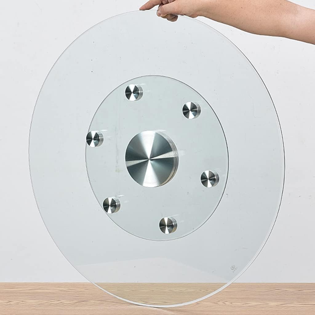 Tempered Explosion-proof Glass Turntable Lazy Susan Enlarged Bottom Aluminum Alloy Turntable with 6 Anti-swing Auxiliary Wheels (Diameter 60/70/80CM)