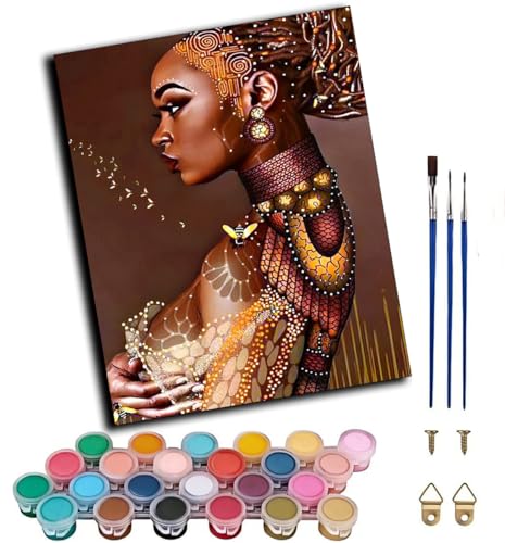CAOGUANYU DIY Pintar por Numeros Adultos,Mujer india, niña africana 40X50CM Kit de Pintura Cuadro al óleo Digital de Lienzo Decoración para el Hogar Regalo，sin marco