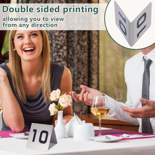 OLYCRAFT 10 Pack Tent Style Table Numbers Stainless Steel Table Numbers Double-Sided Metal Tables Markers 1-10 Tables Tent Cards for Wedding Party Banquet Restaurant Hotel Events Supplies by OLYCRAFT - Used condition - Image 5
