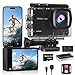 Cámara Deportiva 4K60FPS con Tarjeta 64GB,131FT Cámara Subacuática con 8X Zoom,48MP HD WiFi Videocámara 170° EIS Cámara de Acción,Camara Acuatica Sumergible con Mando a Distancia,2 * 1350mAh...
