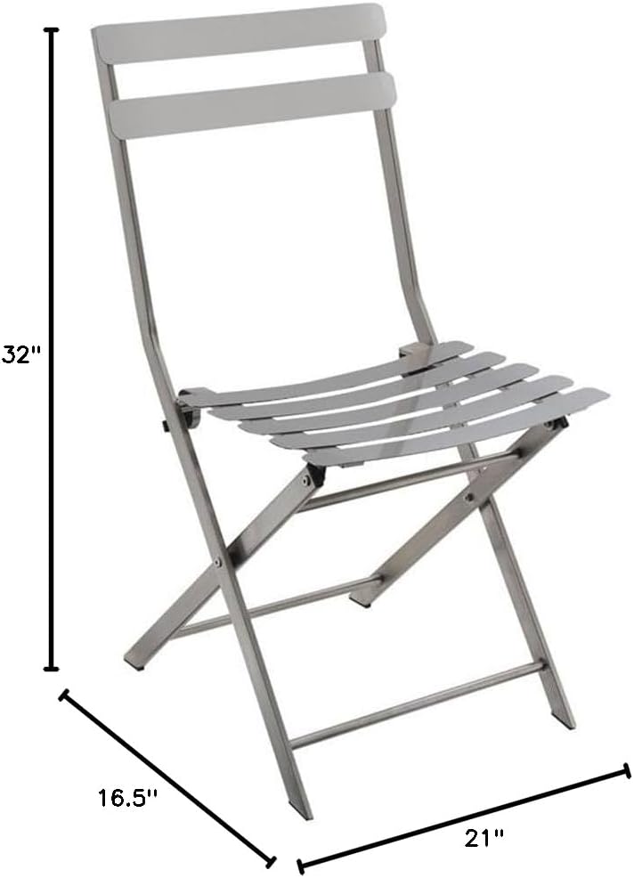 BOWERY HILL Metal Folding Side Chair, Gun Metal Finish, Set of 2, 16.5" W x 21" D x 32" H, Steel Construction, Industrial Style Dining Chairs, Space-Saving Design, Durable and Supportive