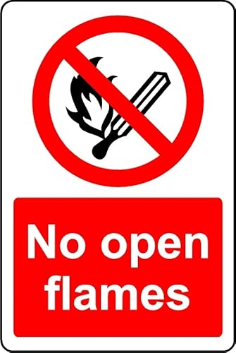 Kpcm Display Ltd No Open Flames Safety Sign - Self Adhesive Sticker (100Mm X 150Mm)