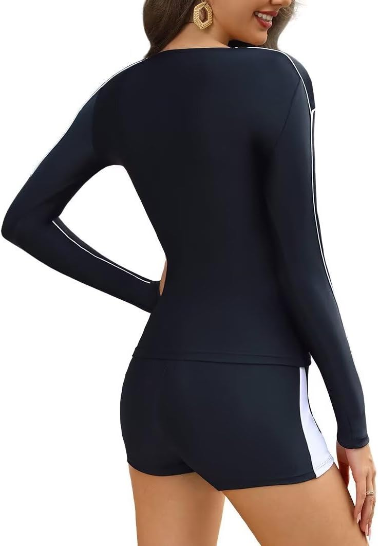 Women's One Piece Bathing Suits Boyleg Rash Guard Swimsuit Athletic Swimwear,One Piece Bathing