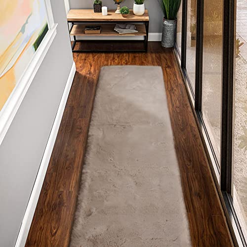 Camel Shaggy Washable Rug 2x10 Runner Rug for Living Room Plush Faux Rabbit Fluffy Fur Rugs for Hallway Nursery Rugs Home Décor
