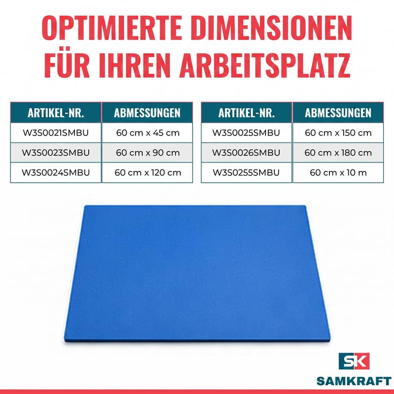 W3 Tapis Antistatique ESD 60x180 cm - Nappe de Protection pour Établi Électronique et Soudure - Mousse Dissipative 5,5mm - Protection Composants Sensibles, Informatique et Industrie -Bleu