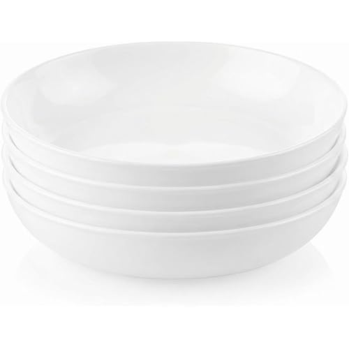 Corelle 4-Pc Versa Bowls for Pasta Salad and More, Service for 4, Durable and Eco-Friendly 30-Oz, Compact Stack Bowl Set, Microwave and Dishwasher Safe, White