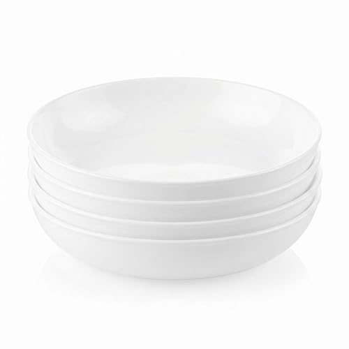 Corelle 4-Pc Versa Bowls for Pasta Salad and More, Service for 4, Durable and Eco-Friendly 30-Oz, Compact Stack Bowl Set, Microwave and Dishwasher Safe, White - 30oz Meal Bowls