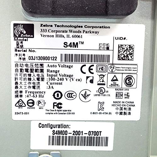 Zebra S4M Direct Thermal Label Printer With Usb, Serial And Parallel Ports, 6 In/S Print Speed, 203 Dpi Print Resolution, 4.09" Print Width, 110/220 Vac #TOP1