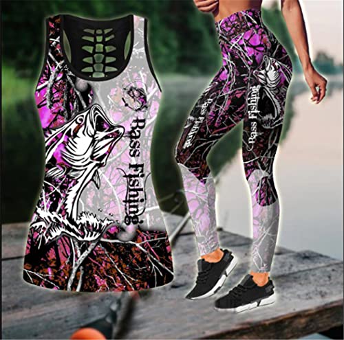 Ensemble 2 pièces pêche au bar rose en taille M, débardeur respirant et legging - 2