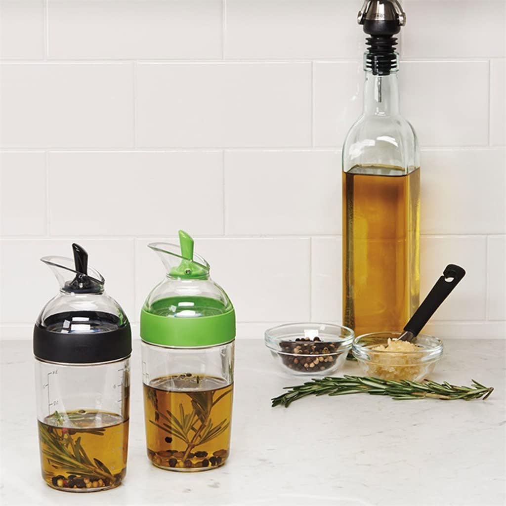 Salad Dressing Shaker Oil Dispenser Bottle With Scale Transparent Kitchen Sealed Soy Sauce Pot Leakproof Container(Gray)