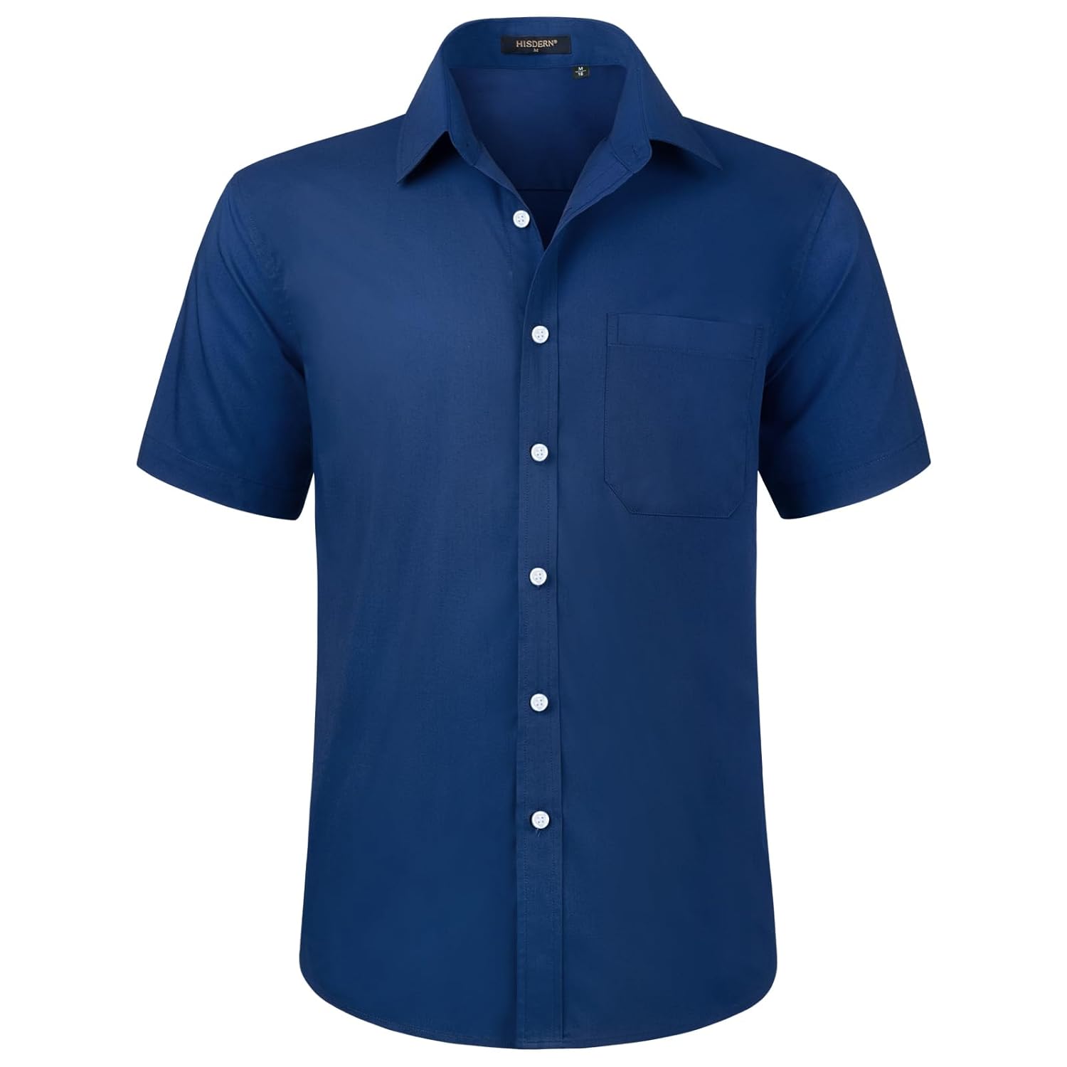 HISDERN Mens Short Sleeve Dress Shirts Solid Wrinkle Free Formal Summer Shirt Business Casual Stretch Button Down Shirts