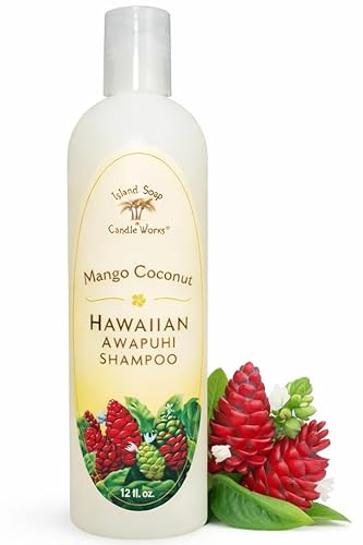 Island Soap & Candle Works Awapuhi Mango Coconut Shampoo – 12 Ounce Moisturizing Hawaiian Shampoo – Gentle Daily Cleanser with Tropical Mango & Coconut Scent – Handmade in Hawaii