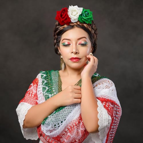 Suncalla Pack de 3 Accesorios para el Cabello Mexicanos Pinzas con Flor Rosa para Mujeres Día de la Independencia Mexicana Viva México miniatura 5