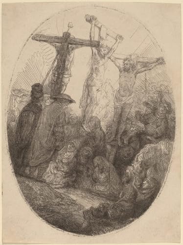 Rembrandt cuadro de Cristo crucificado un lienzo en formato ovalado para decorar la oficina de 60x90