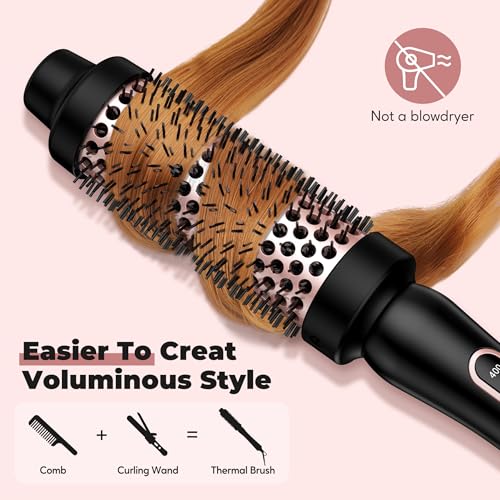 FARERY Cepillo térmico de 38 mm, 5 temperaturas, cepillo caliente, no secador de aire, cepillo rizador para volumen de raíces y rizos sueltos, rizador de pelo caliente para más volumen, doble tensión - imagen 3