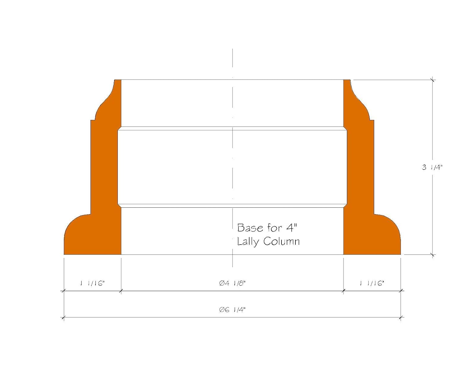 Baseboard Trim for 4" Basement Steel Lally Column by XYZwoodworking USA | Integrated shoe profile for larger coverage