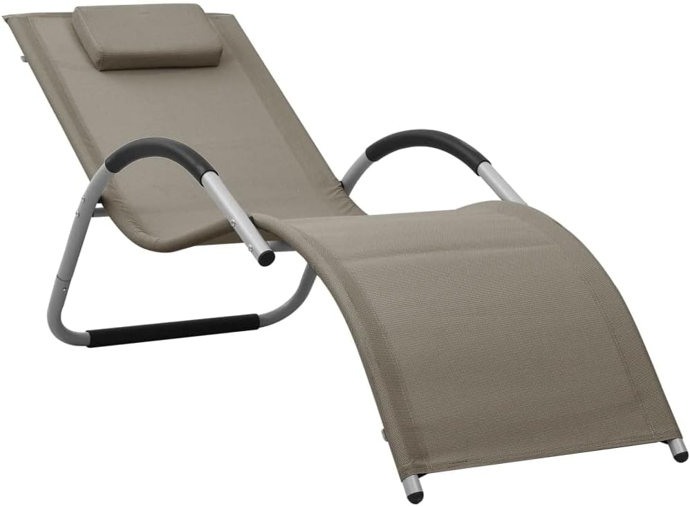 Sun Lounger Textilene,Outdoor Chaise Lounge,Patio Lounge Chair,Beach Sunbathing Chair,Camping Chair,Portable Loungers,for Outdoor Sunbathing,Patios,Pools,Lawns,Camping,Taupe and Gray