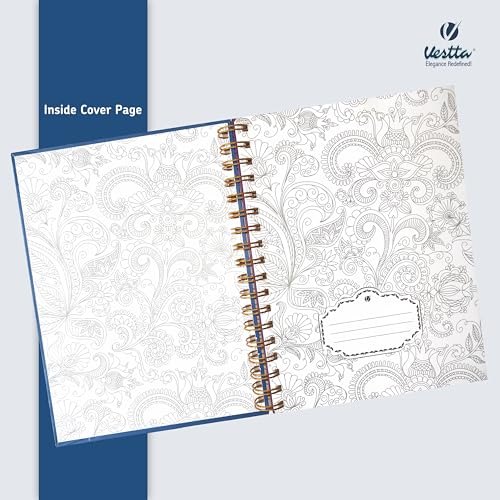 Image of VESTTA -ELEGANCE REDEFINED, B5, Hard Bound Notebook Diary, 7(L) X 9.75 (H) Inches, Gold Wiro Binding, Undated, 90 GSM paper, 192 Ruled Pages (Madhubani Folk Art Series 1)