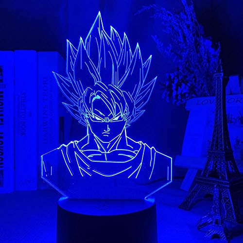 Luz de noche LED 3d Dragon Ball Goku Super Saiyan decoración de dormitorio para niños atmósfera luz colorida luz de ilusión 3d-7 colores sin control remoto Cover