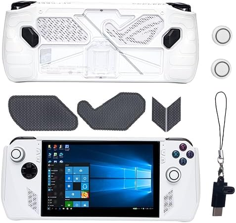 Funda protectora para ASUS ROG Ally, funda de TPU para ASUS ROG Ally con soporte, incluye 2 protectores de pantalla de vidrio templado ASUS ROG