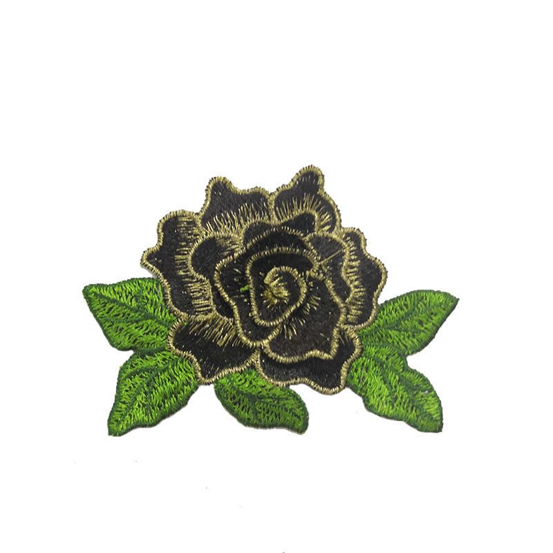 Naszywka haftowana 11 * 8 CM 5 SZTUK Mały niebieski kwiat haftowany naszywka do prasowania aplikacje chińskie na odzież naszywki przyszycia kurtkę jeansową(Black)
