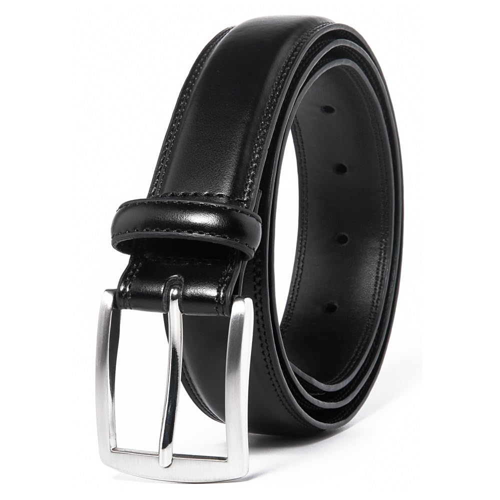 ayamoti Men's Genuine Leather Belt Classic Design for Suits, Jeans, Work, Business Dress Belt for Men with Prong Buckle
