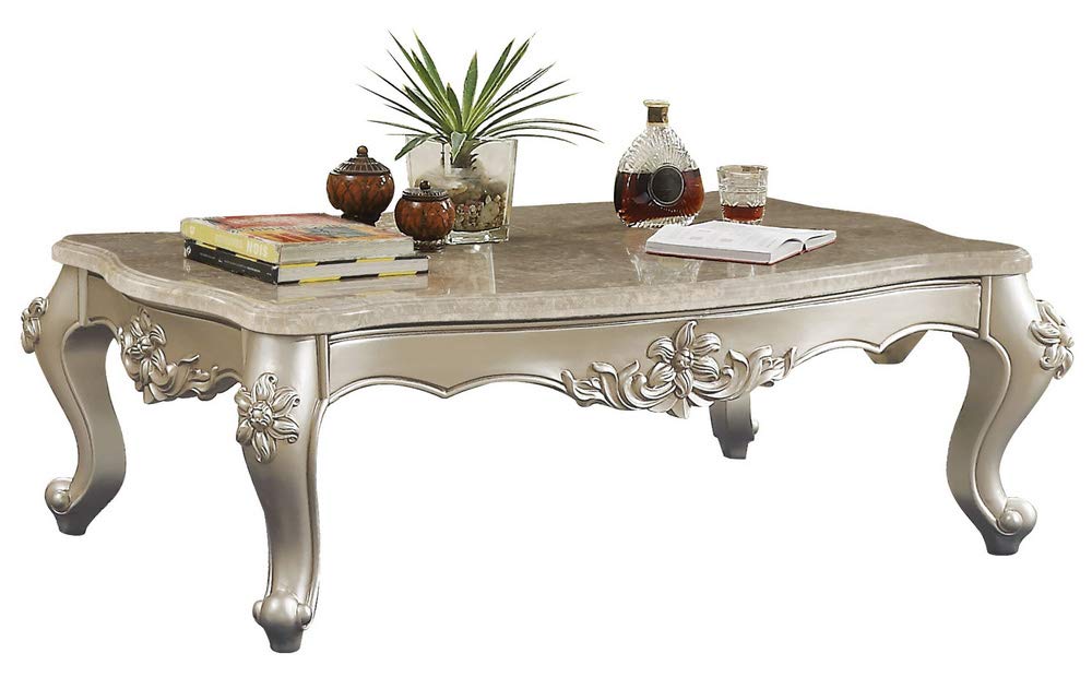 Amazon.com: Acme Furniture Marble Top Coffee Table with Wood Legs