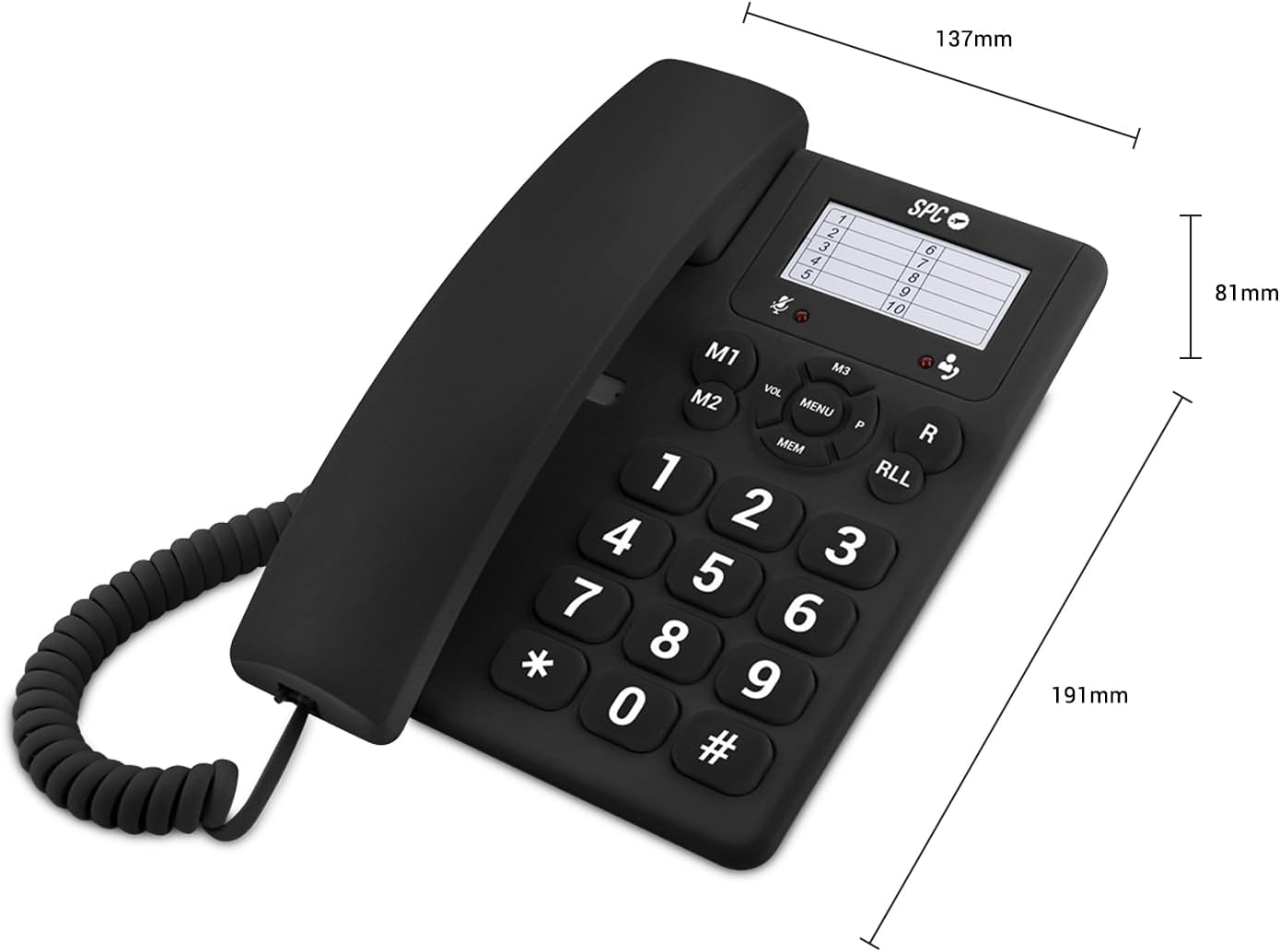 SPC 3602N telephone with dimensions