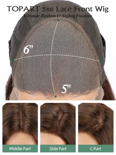Image of 4.5x6 HD Glueless Human Hair Brown Lace Front Wigs for White Women Nature Brunette Straight Wig Pre Plucked 180% Density Transparent (24inch)