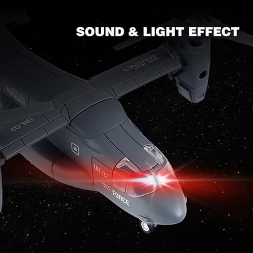 Miniatura 2 de Avión de helicóptero de transporte militar de metal fundido a presión - Modelo de aleación a escala 1:400, juguete de avión rotor gemelo, Tiltrotor