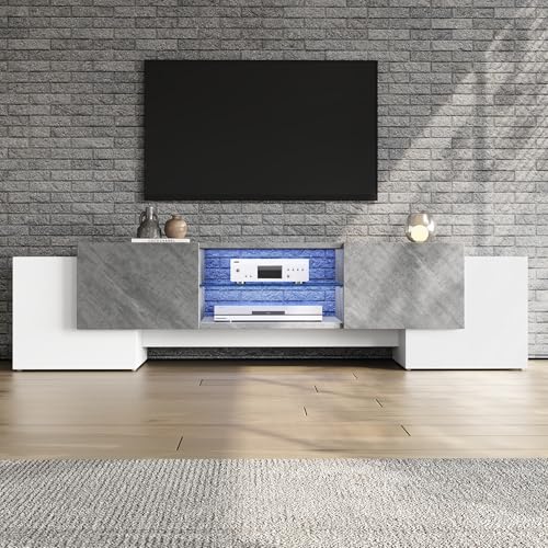 Mueble de TV con luces LED Bluetooth y amplio almacenaje de MDF de 180cm 5