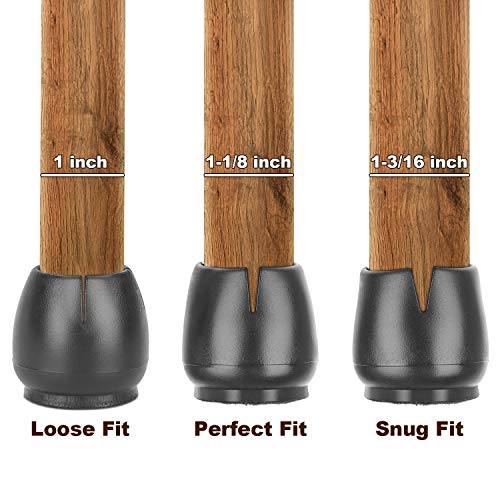 Anwenk 1” Chair Leg Floor Protectors For 1 To 1-3/16 Inch Round Chair Legs, Silicone Small Chair Leg Caps Best Chair Leg Tips, Color Black,16 Pack #TOP1