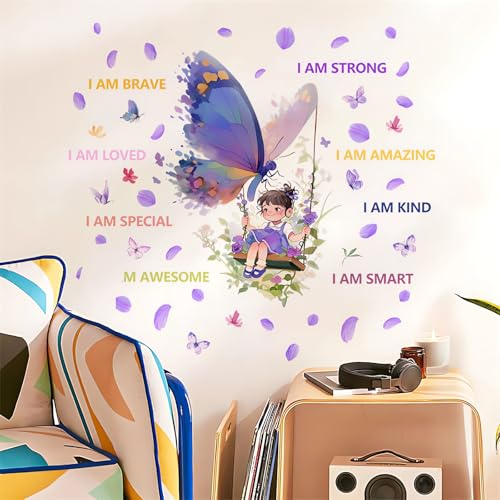 Vinilo Decorativo Mariposa Morada para Pared 40x60 cm miniatura 6