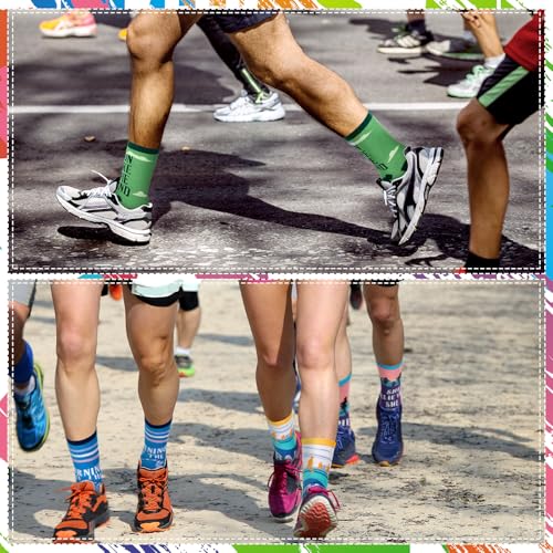 8 Pairs Running Socks for Track and Field Marathon Cross Country Gift Inspirational Athletic Mid Calf Run Crew Socks for Women Men Runners Team Sports Motivational Gifts4