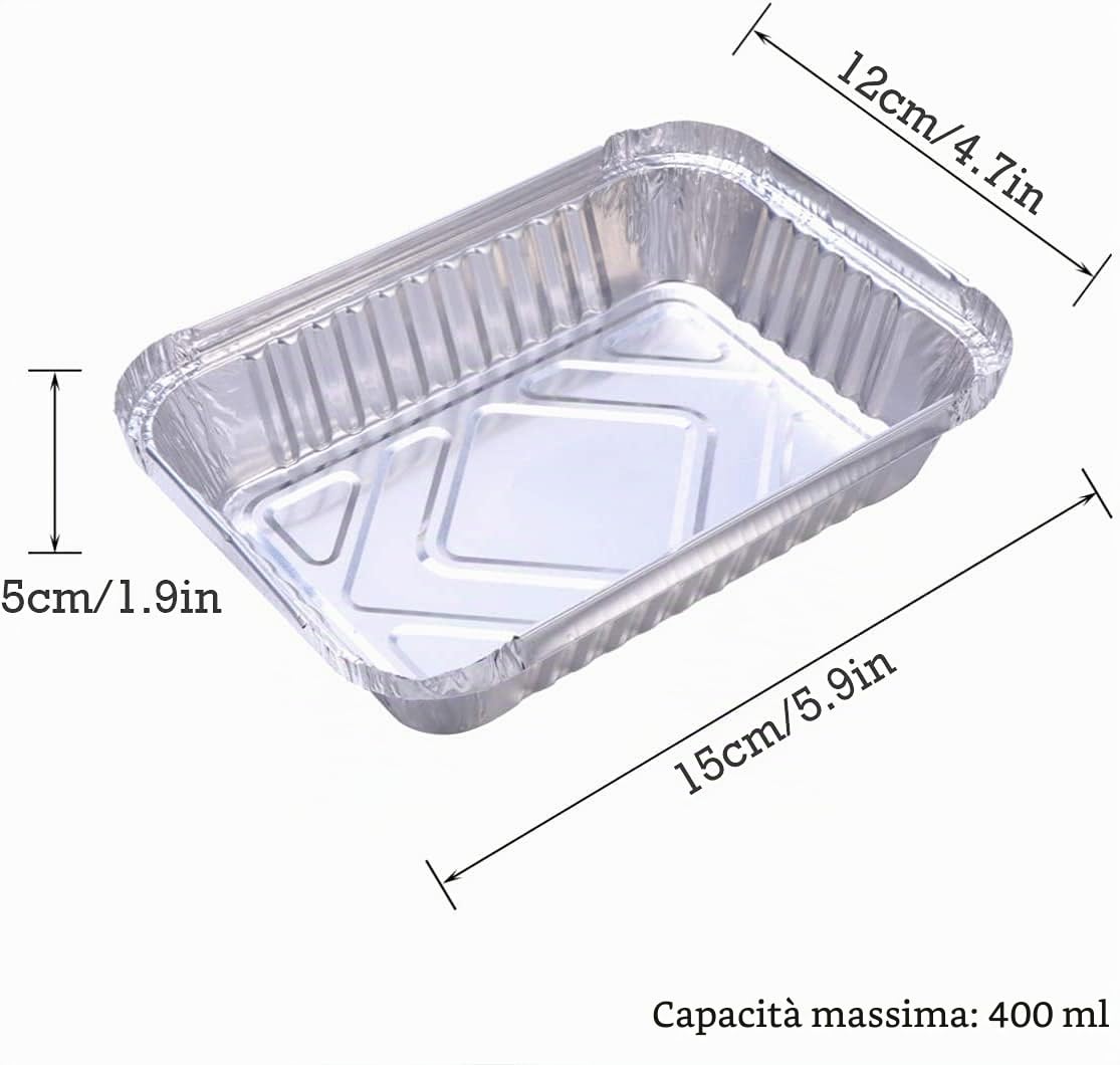 Ciotole in alluminio per barbecue, 30 pezzi, usa e getta, in alluminio, con spazzole in silicone per forno, arrosti, cottura (25 x 400 ml, 5 x 900 ml)
