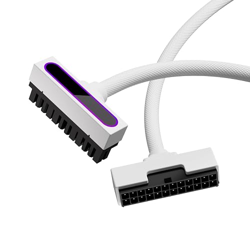 24PIN PSU Extension Cable ARGB PC Cable 90 Degree White