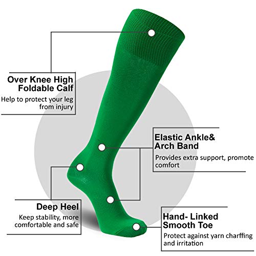 Image of FOOTPLUS Baseball Softball Socks,Unisex Over Knee High Solid Sports Rugby Summer Soccer Camps Socks