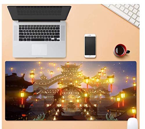 Preisvergleich Produktbild Großes Gaming-Mauspad, Verschleißfestes Und Haltbares Gummi, Exquisite Häuser Und Laternen, Office-Gaming-Laptop-Mauspad
