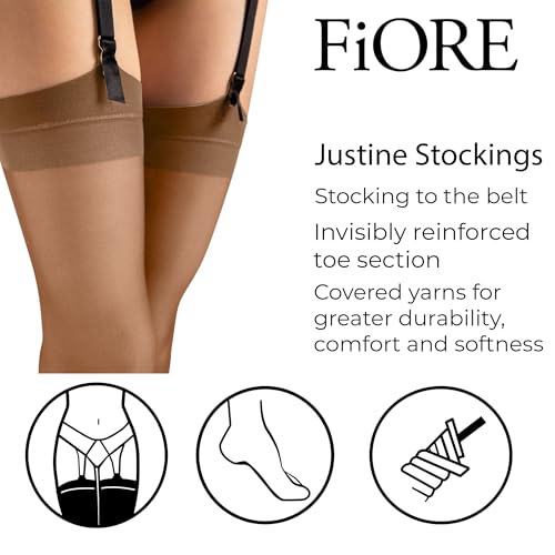 Fiore Sensual Justine Smooth Sheer Stockings - Women, Elegant, Sophisticated, Formal Occasions - Black, One Size2